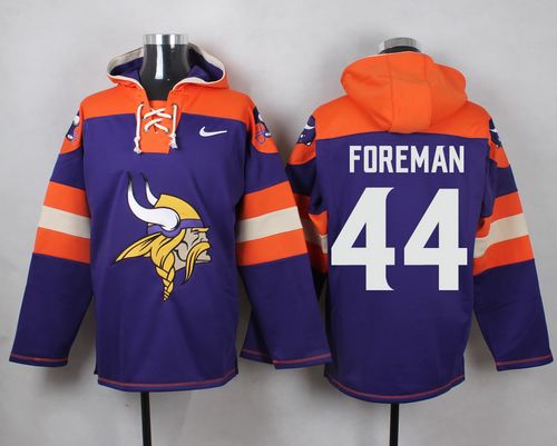 Nike Vikings #44 Chuck Foreman Purple Player Pullover NFL Hoodie - Click Image to Close